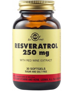 Resveratrol, 250 mg, 30 растителни капсули, Solgar