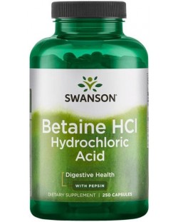 Betaine HCl Hydrochloric Acid, 250 капсули, Swanson