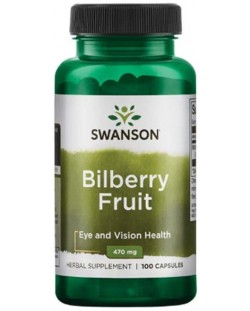 Bilberry Fruit, 470 mg, 100 капсули, Swanson