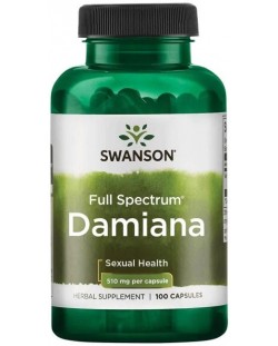 Full Spectrum Damiana, 510 mg, 100 капсули, Swanson