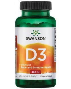 Vitamin D-3, 400 IU, 250 капсули, Swanson