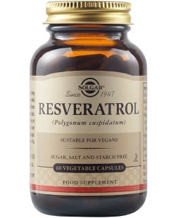 Resveratrol, 100 mg, 60 растителни капсули, Solgar