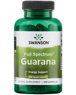 Full Spectrum Guarana, 500 mg, 100 капсули, Swanson