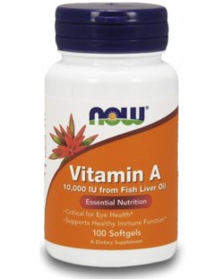 Vitamin A, 10 000 IU, 100 капсули, Now