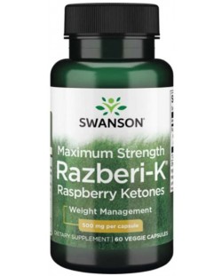 Razberi-K Raspberry Ketones, 500 mg, 60 капсули, Swanson