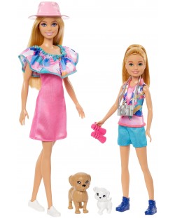 Игрален комплект Barbie - Барби и Стейси с кученца и аксесоари