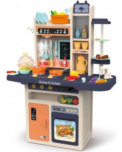 Игрален комплект Raya Toys - Детска кухня с вода и пара, оранжева