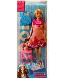 Игрален комплект Raya Toys - Бременна кукла Fashion Girl, с момиченце, асортимент