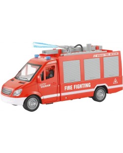 Детска играчка Raya Toys - Пожарна кола City Rescue със стълба, музика и светлини