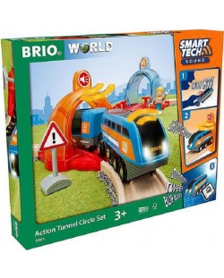 Игрален комплект Brio - Влакче с тунел, Smart Tech Sound Action