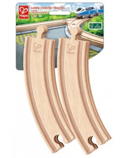 Игрален комплект Hape - Железопътни, дълги, извити линии, 4 броя