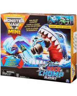 Игрален комплект Monster Jam Mini - Писта изстрелвачка с акула