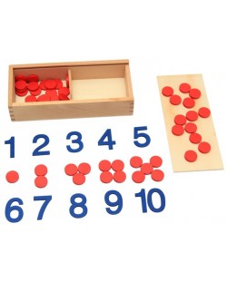 Игрален комплект Smart Baby - Дървени цифри, жетони, карти