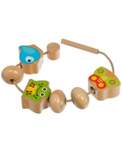 Дървена играчка за нанизване Lucy&Leo - С три фигурки