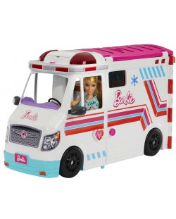 Игрален комплект Barbie - Трансформираща се линейка, Клиника, 20 aксесоара