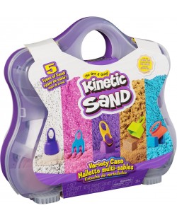 Игрален комплект Kinetic Sand - Куфарче с 5 вида пясък