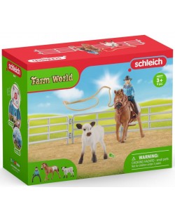 Игрален комплект Schleich Farm World - Момиче каубой с ласо