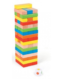 Игра с дървени блокчета Pino - Цветна Дженга