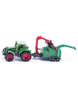 Метална количка Siku Agriculture - Трактор с дробилка за дърва