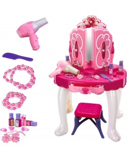 Игрален комплект Baby Mix - Тоалетка със столче и аксесоари, Аманда