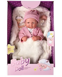 Игрален комплект Ocie - Реалистично бебе с пухкаво чувалче, 35 cm