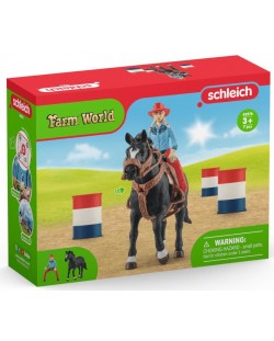 Игрален комплект Schleich Farm World - Момиче каубой с варели