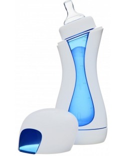 Бебешка бутилка iiamo home - Бяло и синьо, 380 ml