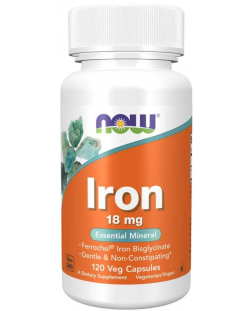 Iron, 18 mg, 120 капсули, Now