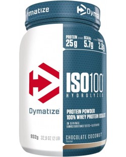 ISO 100, шоколадов кокос, 932 g, Dymatize