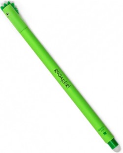 Изтриваема гел химикалка с гума Legami - Динозавър, зелена