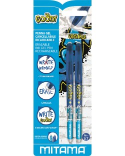 Изтриваеми химикалки с гумичка Mitama - Goody, 2 броя, сини