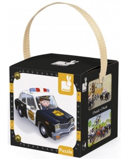 Детски пъзел Janod Lovely Puzzles - Полицейска кола на Брайс