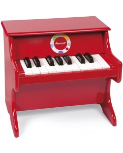 Дървена играчка Janod Confetti - Пиано, червено