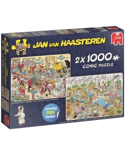 Пъзел Jumbo от 2 по 1000 части - Магазин за морски дарове и Сблъсък на сладкарите, Ян ван Хаастерн