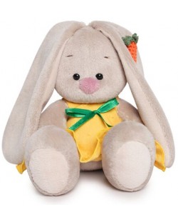 Плюшена играчка Budi Basa - Зайка Ми, бебе, с жълта лятна рокля и с морковче, 15 cm