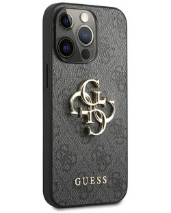 Калъф Guess - PU 4G Metal Logo,  iPhone 13 Pro Max, сив