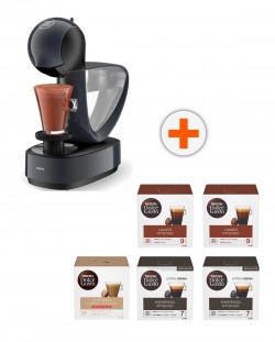 Кафемашина с капсули Krups - Infinissima, KP173B10,, 1.2 l, сива + 5 кутии NESCAFE Dolce Gusto