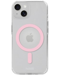 Калъф Holdit - MagSafe Case, iPhone 15/14/13, розов/прозрачен