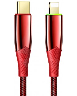 Кабел Xmart - Shark, Lightning/USB-C, 1.2 m, червен