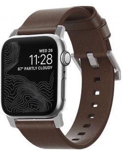 Каишка Nomad - Leather, Apple Watch 1-8/Ultra/SE, кафява/сива