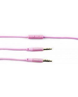 Аудио кабел PowerLocus - жак 3.5 mm/жак 3.5 mm, микрофон, 1.2 m, розов