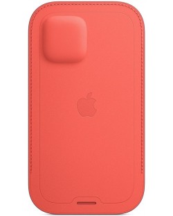 Калъф Apple - Leather Sleeve MagSafe, iPhone 12/12 Pro, Pink Citrus
