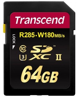 Карта памет Transcend - 64GB, SDXC UHS-II, Class10