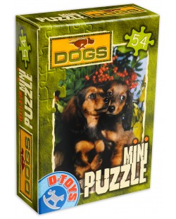 Мини пъзел D-Toys от 54 части - Кафяви кученца