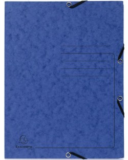 Картонена папка Exacompta - с ластик и 3 капака, синя