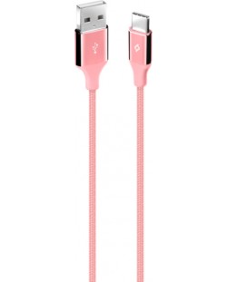 Кабел ttec - AlumiCable, USB-A/USB-C, 1.2 m, светлорозов
