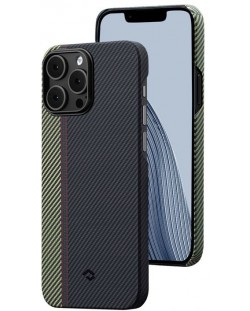 Калъф Pitaka - Fusion Weaving MagEZ Case 3, iPhone 14 Pro Max, черен/зелен