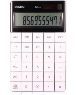 Калкулатор Deli Touch - E1589, 12 dgt, бял