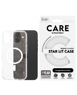 Калъф CARE - Flagship Star Lit, iPhone 16 Plus, MagSafe, бял