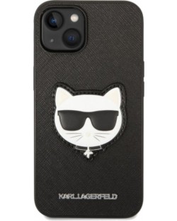 Калъф Karl Lagerfeld - Saffiano Choupette Head, iPhone 14 Plus, черен